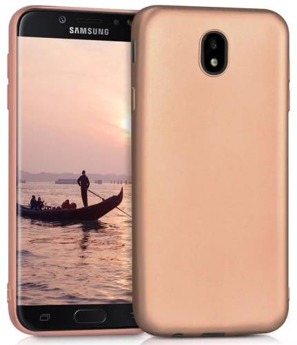 Samsung Galaxy J7 Pro Kılıf İnce Mat Esnek Silikon - Gold