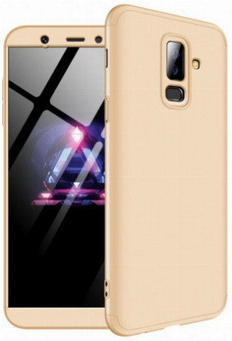 Samsung Galaxy J8 Kılıf 3 Parçalı 360 Tam Korumalı Rubber AYS Kapak  - Gold