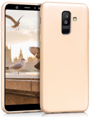 Samsung Galaxy J8 Kılıf İnce Soft Mat Renkli Esnek Silikon Kapak - Gold