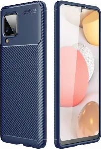 Samsung Galaxy M12 Kılıf Karbon Serisi Mat Fiber Silikon Negro Kapak - Lacivert