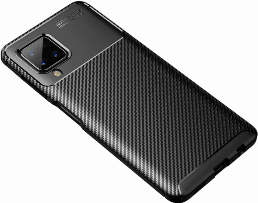 Samsung Galaxy M12 Kılıf Karbon Serisi Mat Fiber Silikon Negro Kapak - Siyah