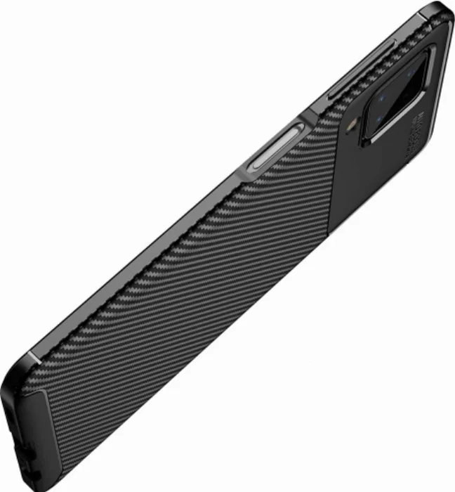 Samsung Galaxy M12 Kılıf Karbon Serisi Mat Fiber Silikon Negro Kapak - Siyah