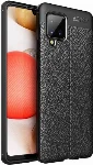 Samsung Galaxy M12 Kılıf Deri Görünümlü Parmak İzi Bırakmaz Niss Silikon - Siyah