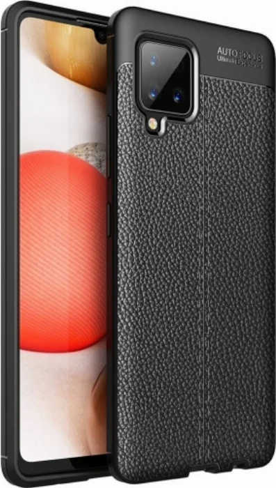 Samsung Galaxy M12 Kılıf Deri Görünümlü Parmak İzi Bırakmaz Niss Silikon - Siyah