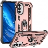 Samsung Galaxy M13 Kılıf Silikon Zırhlı Standlı Yüzüklü Mıknatıslı Tank Kapak - Rose Gold