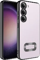 Samsung Galaxy M14 Kılıf Kamera Lens Korumalı Şeffaf Renkli Logo Gösteren Parlak Kapak - Siyah