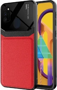 Samsung Galaxy M21 Kılıf Deri Görünümlü Emiks Kapak - Kırmızı