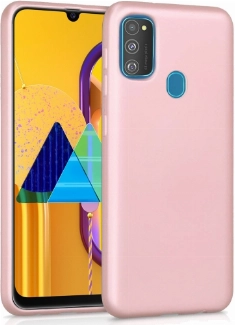 Samsung Galaxy M21 Kılıf İnce Soft Mat Renkli Esnek Silikon Kapak - Rose Gold