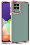 Samsung Galaxy M22 Kılıf Electro Silikon Renkli Flora Kapak - Rose Gold