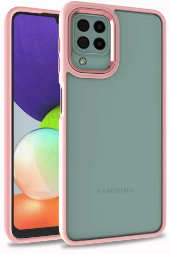 Samsung Galaxy M22 Kılıf Electro Silikon Renkli Flora Kapak - Rose Gold