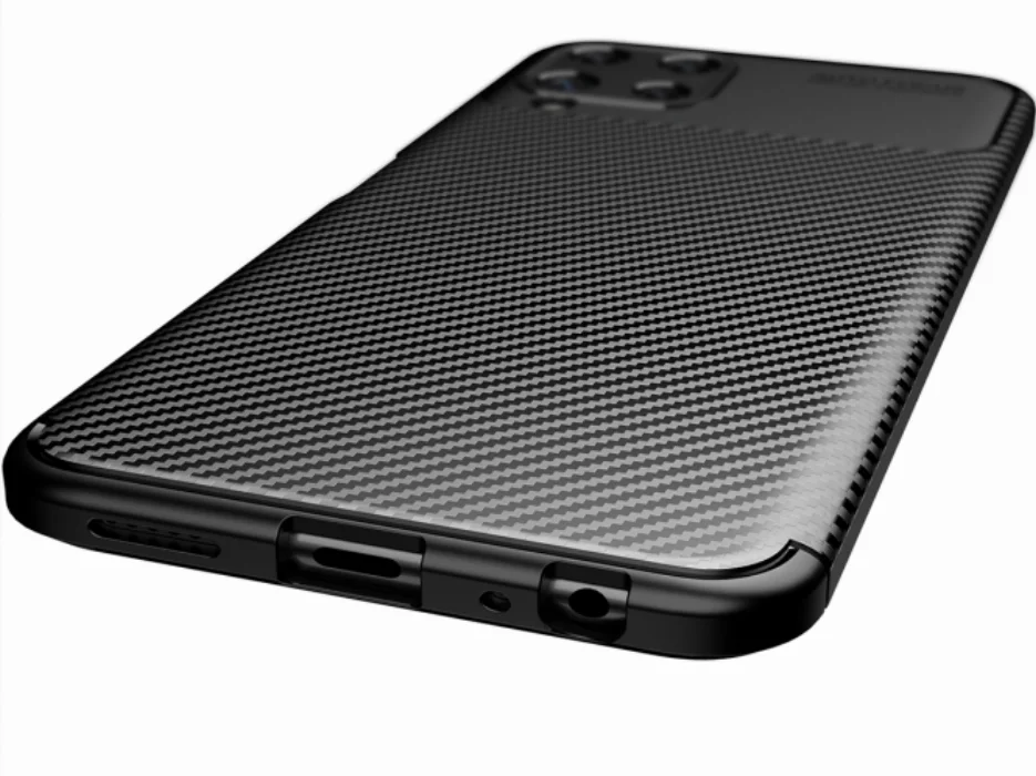 Samsung Galaxy M22 Kılıf Karbon Serisi Mat Fiber Silikon Negro Kapak - Siyah