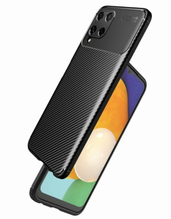 Samsung Galaxy M22 Kılıf Karbon Serisi Mat Fiber Silikon Negro Kapak - Siyah