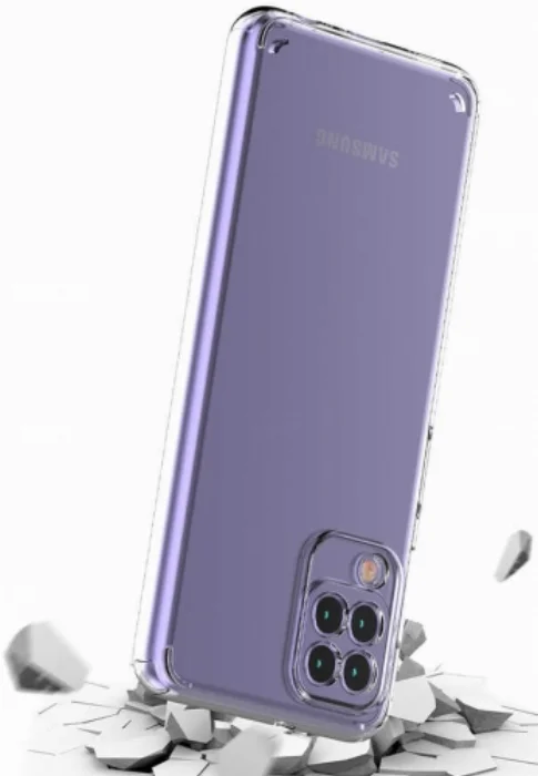 Samsung Galaxy M22 Kılıf Korumalı Kenarları Silikon Arkası Sert Coss Kapak  - Şeffaf