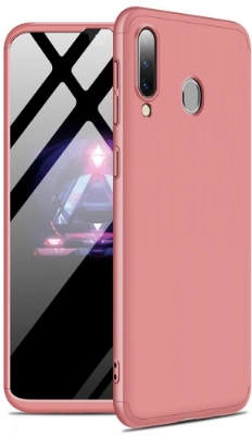 Samsung Galaxy M30 Kılıf 3 Parçalı 360 Tam Korumalı Rubber AYS Kapak  - Rose Gold