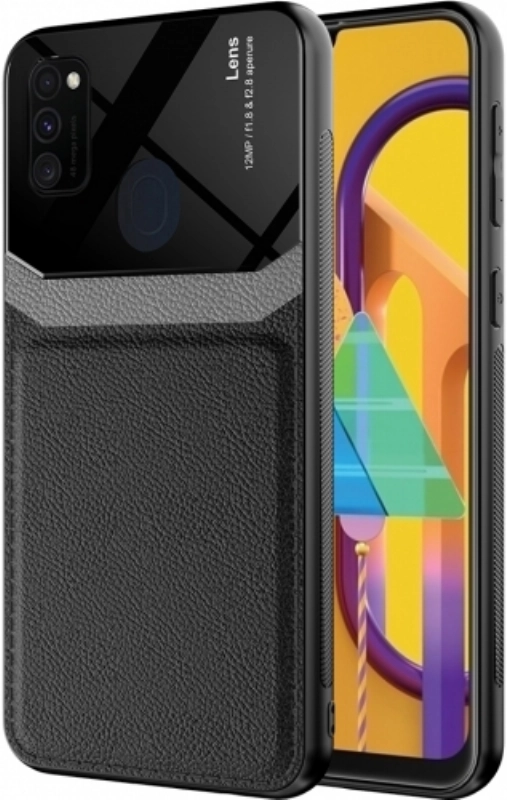 Samsung Galaxy M30s Kılıf Deri Görünümlü Emiks Kapak - Siyah