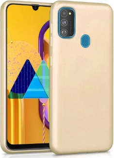 Samsung Galaxy M30s Kılıf İnce Soft Mat Renkli Esnek Silikon Kapak - Gold