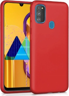 Samsung Galaxy M30s Kılıf İnce Soft Mat Renkli Esnek Silikon Kapak - Kırmızı