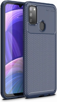 Samsung Galaxy M30s Kılıf Silikon Parmak İzi Bırakmayan Karbon Soft Negro Kapak - Lacivert