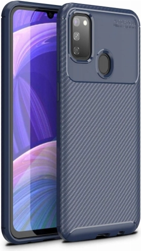 Samsung Galaxy M30s Kılıf Silikon Parmak İzi Bırakmayan Karbon Soft Negro Kapak - Lacivert