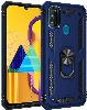 Samsung Galaxy M30s Kılıf Silikon Zırhlı Standlı Yüzüklü Mıknatıslı Tank Kapak - Lacivert