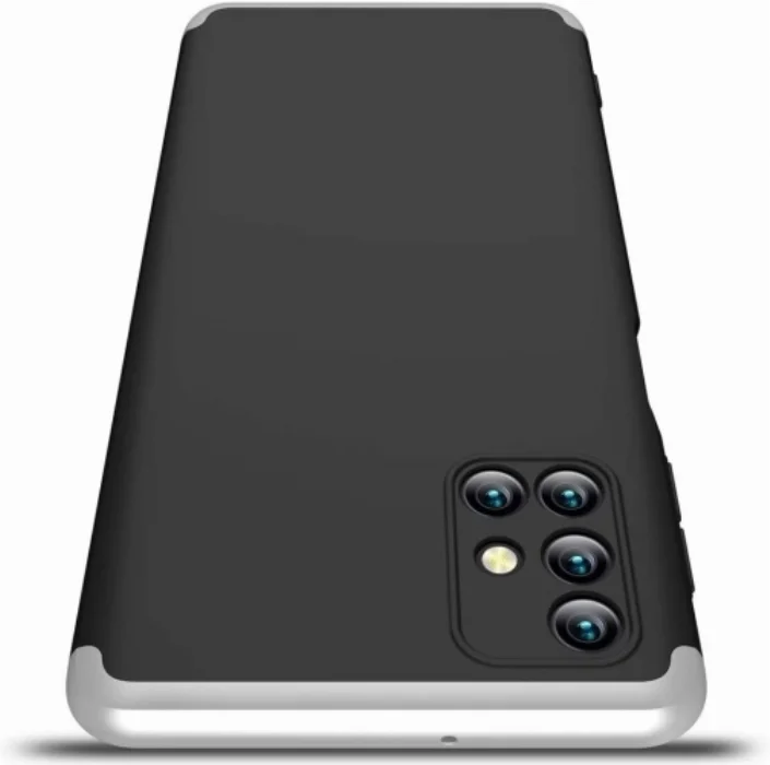 Samsung Galaxy M31s Kılıf 3 Parçalı 360 Tam Korumalı Rubber AYS Kapak  - Gri Siyah