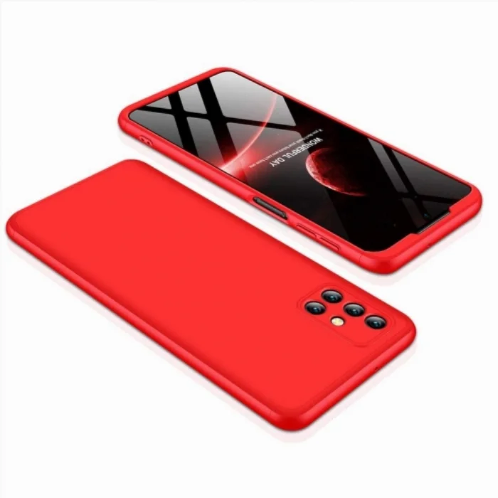 Samsung Galaxy M31s Kılıf 3 Parçalı 360 Tam Korumalı Rubber AYS Kapak - Kırmızı