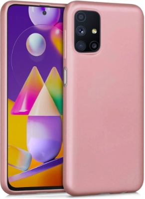 Samsung Galaxy M31s Kılıf İnce Soft Mat Renkli Esnek Silikon Kapak - Rose Gold