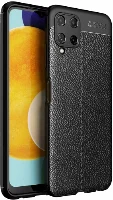 Samsung Galaxy M32 Kılıf Deri Görünümlü Parmak İzi Bırakmaz Niss Silikon - Siyah