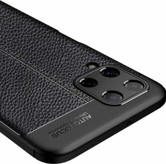 Samsung Galaxy M32 Kılıf Deri Görünümlü Parmak İzi Bırakmaz Niss Silikon - Siyah