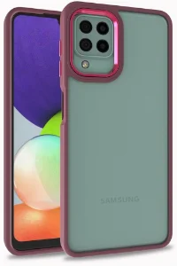 Samsung Galaxy M32 Kılıf Electro Silikon Renkli Flora Kapak - Kırmızı