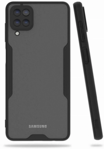 Samsung Galaxy M32 Kılıf Renkli Silikon Kamera Lens Korumalı Şeffaf Parfe Kapak - Siyah