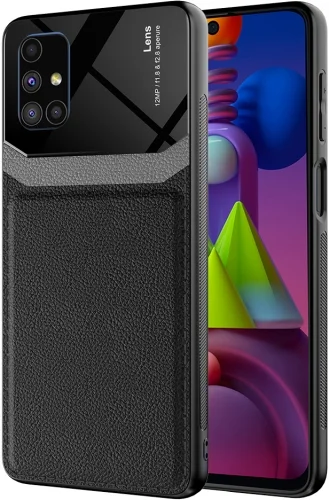 Samsung Galaxy M51 Kılıf Deri Görünümlü Emiks Kapak - Siyah