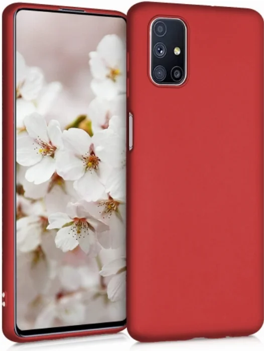 Samsung Galaxy M51 Kılıf İnce Mat Esnek Silikon - Kırmızı