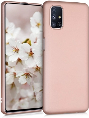 Samsung Galaxy M51 Kılıf İnce Soft Mat Renkli Esnek Silikon Kapak - Rose Gold