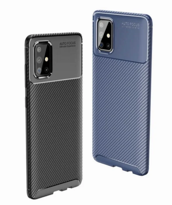Samsung Galaxy M51 Kılıf Karbon Serisi Mat Fiber Silikon Negro Kapak - Kahve