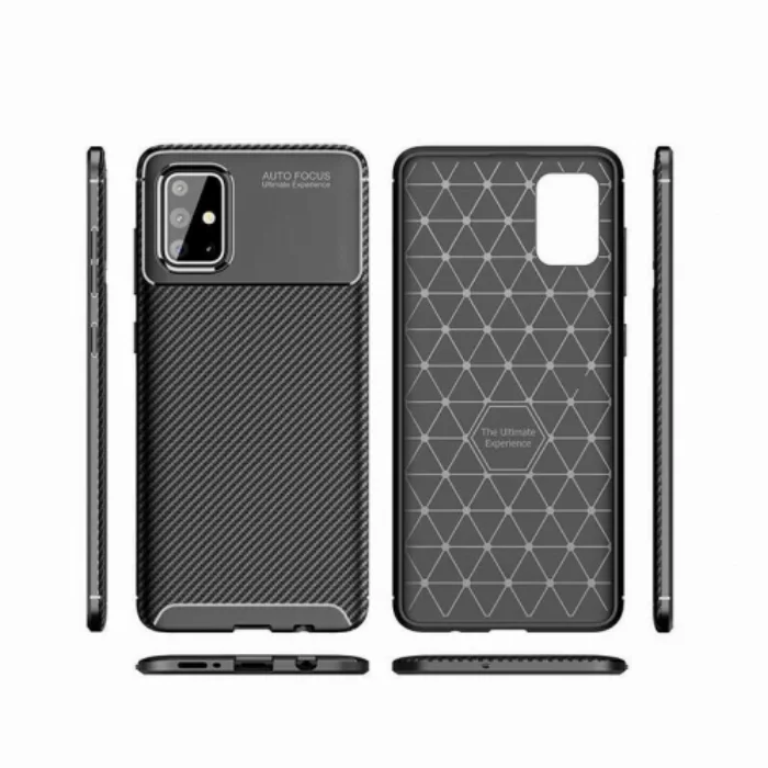 Samsung Galaxy M51 Kılıf Karbon Serisi Mat Fiber Silikon Negro Kapak - Siyah