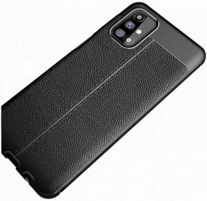 Samsung Galaxy M51 Kılıf Deri Görünümlü Parmak İzi Bırakmaz Niss Silikon - Siyah