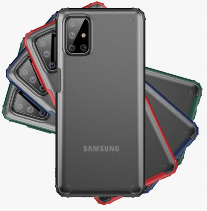 Samsung Galaxy M51 Kılıf Volks Serisi Kenarları Silikon Arkası Şeffaf Sert Kapak - Kırmızı