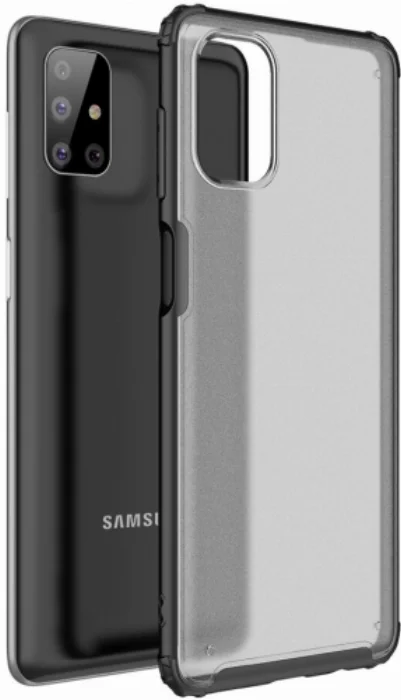 Samsung Galaxy M51 Kılıf Volks Serisi Kenarları Silikon Arkası Şeffaf Sert Kapak - Siyah