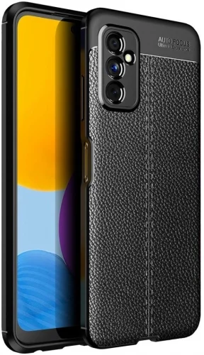 Samsung Galaxy M52 Kılıf Deri Görünümlü Parmak İzi Bırakmaz Niss Silikon - Siyah