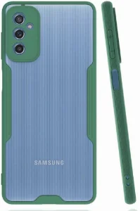 Samsung Galaxy M52 Kılıf Kamera Lens Korumalı Arkası Şeffaf Silikon Kapak - Yeşil