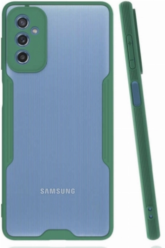 Samsung Galaxy M52 Kılıf Renkli Silikon Kamera Lens Korumalı Şeffaf Parfe Kapak - Yeşil