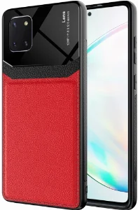 Samsung Galaxy Note 10 Lite Kılıf Deri Görünümlü Emiks Kapak - Kırmızı