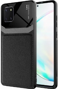Samsung Galaxy Note 10 Lite Kılıf Deri Görünümlü Emiks Kapak - Siyah