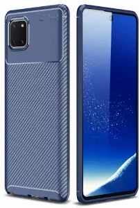 Samsung Galaxy Note 10 Lite Kılıf Karbon Serisi Mat Fiber Silikon Negro Kapak - Lacivert