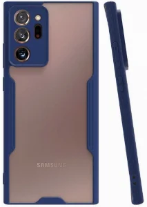 Samsung Galaxy Note 20 Ultra Kılıf Kamera Lens Korumalı Arkası Şeffaf Silikon Kapak - Lacivert