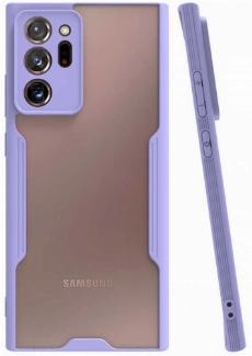 Samsung Galaxy Note 20 Ultra Kılıf Renkli Silikon Kamera Lens Korumalı Şeffaf Parfe Kapak - Lila