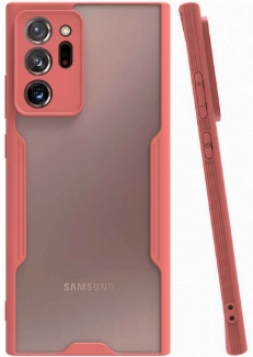 Samsung Galaxy Note 20 Ultra Kılıf Renkli Silikon Kamera Lens Korumalı Şeffaf Parfe Kapak - Pembe