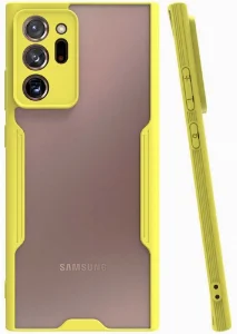 Samsung Galaxy Note 20 Ultra Kılıf Kamera Lens Korumalı Arkası Şeffaf Silikon Kapak - Sarı