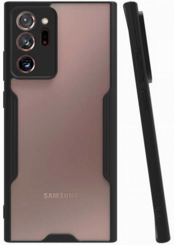 Samsung Galaxy Note 20 Ultra Kılıf Renkli Silikon Kamera Lens Korumalı Şeffaf Parfe Kapak - Siyah